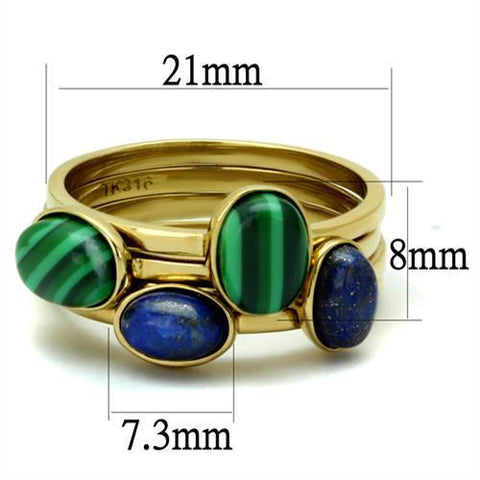 TK2905 - IP Gold(Ion Plating) Stainless Steel Ring with Synthetic MALACHITE in Emerald