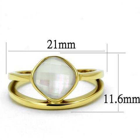 TK2908 - IP Gold(Ion Plating) Stainless Steel Ring with Precious Stone Conch in White