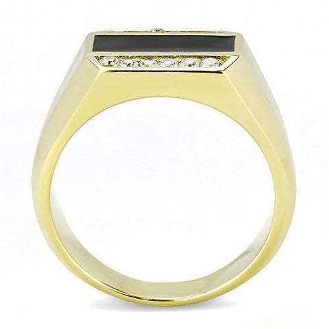 TK3222 - IP Gold(Ion Plating) Stainless Steel Ring with AAA Grade CZ  in Clear