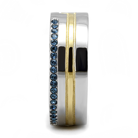 TK3266 - Two-Tone IP Gold (Ion Plating) Stainless Steel Ring with Top Grade Crystal  in Montana