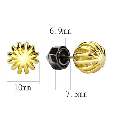 TK3298 - IP Gold+ IP Black (Ion Plating) Stainless Steel Earrings with No Stone