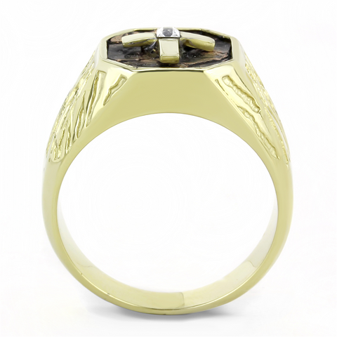 TK3464 - IP Gold(Ion Plating) Stainless Steel Ring with Top Grade Crystal  in Clear