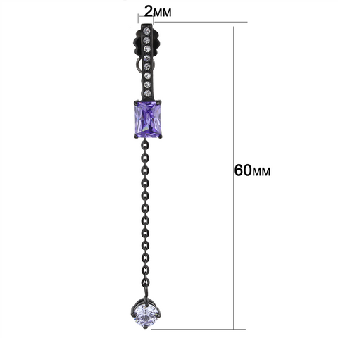 TK3472 - IP Black(Ion Plating) Stainless Steel Earrings with AAA Grade CZ  in Tanzanite