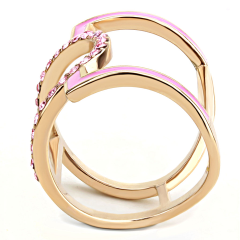 TK3561 - IP Rose Gold(Ion Plating) Stainless Steel Ring with Top Grade Crystal  in Light Rose