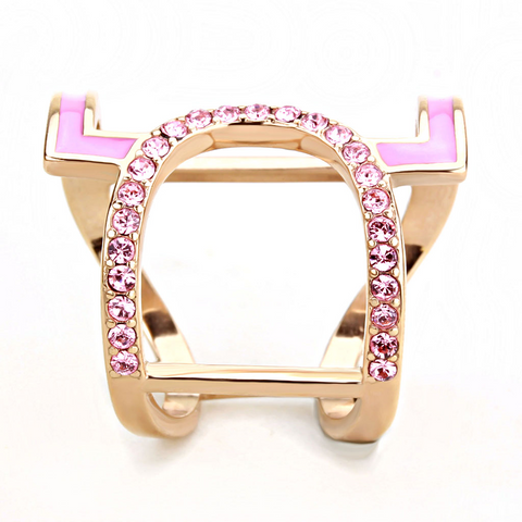 TK3561 - IP Rose Gold(Ion Plating) Stainless Steel Ring with Top Grade Crystal  in Light Rose