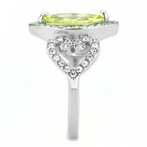 TK3579 - No Plating Stainless Steel Ring with AAA Grade CZ  in Apple Green color