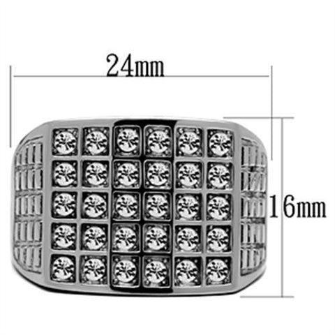 TK358 - High polished (no plating) Stainless Steel Ring with Top Grade Crystal  in Clear