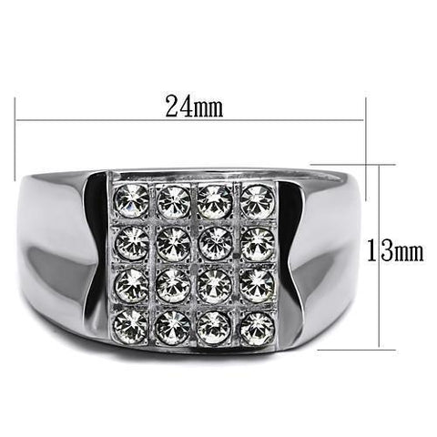 TK359 - High polished (no plating) Stainless Steel Ring with Top Grade Crystal  in Clear