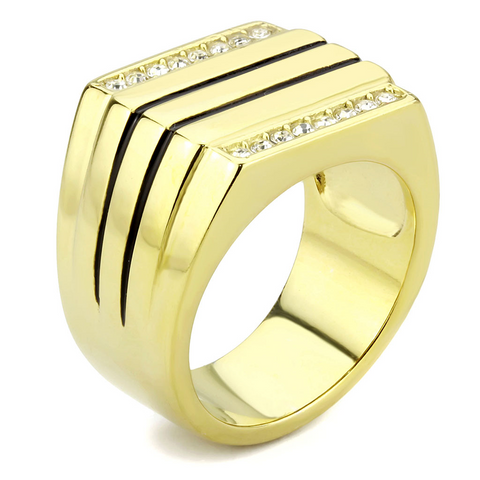 TK3618 - IP Gold(Ion Plating) Stainless Steel Ring with Top Grade Crystal  in Clear