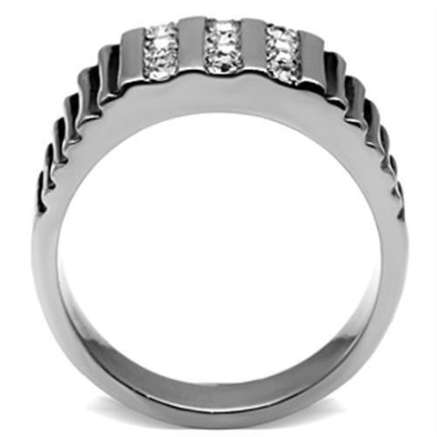 TK364 - High polished (no plating) Stainless Steel Ring with Top Grade Crystal  in Clear