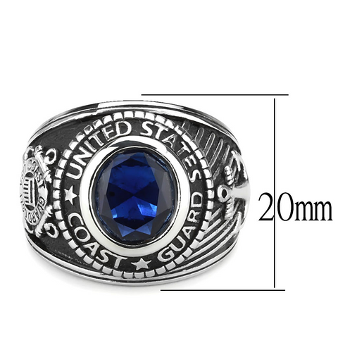 TK3727 - High polished (no plating) Stainless Steel Ring with Synthetic Synthetic Glass in Montana