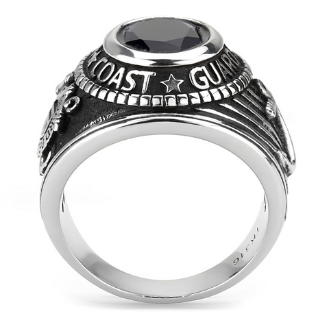 TK3727 - High polished (no plating) Stainless Steel Ring with Synthetic Synthetic Glass in Montana