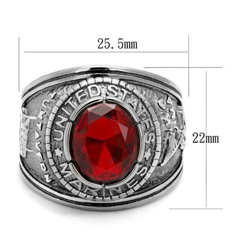 TK414703 - High polished (no plating) Stainless Steel Ring with Synthetic Synthetic Glass in Siam