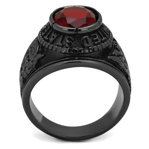 TK414706J - IP Black(Ion Plating) Stainless Steel Ring with Synthetic Synthetic Glass in Siam