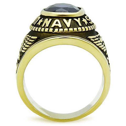 TK414707G - IP Gold(Ion Plating) Stainless Steel Ring with Synthetic Synthetic Glass in Montana