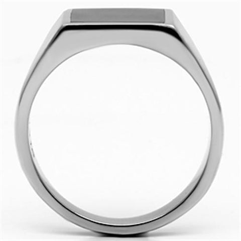 TK594 - High polished (no plating) Stainless Steel Ring with Epoxy  in Jet