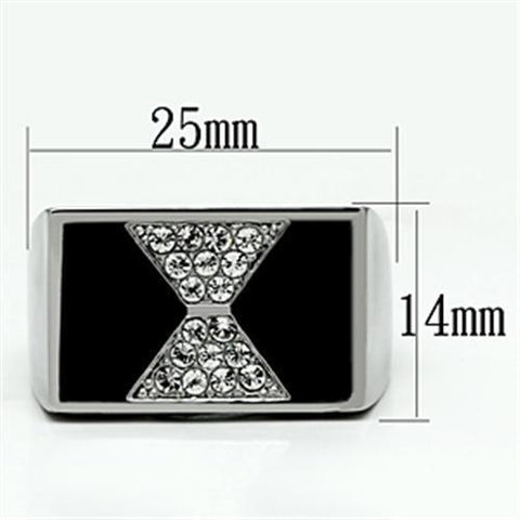 TK708 - High polished (no plating) Stainless Steel Ring with Top Grade Crystal  in Clear