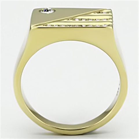 TK731 - IP Gold(Ion Plating) Stainless Steel Ring with Top Grade Crystal  in Clear