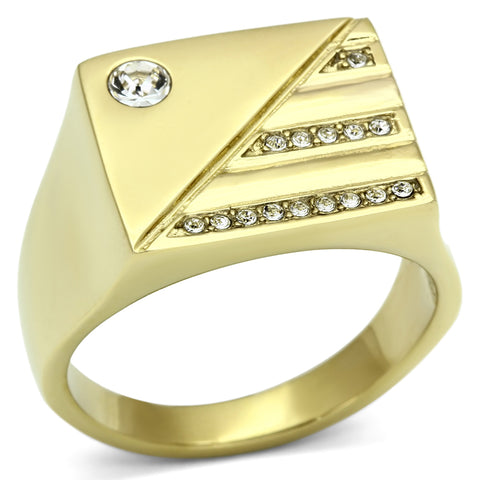 TK731 - IP Gold(Ion Plating) Stainless Steel Ring with Top Grade Crystal  in Clear