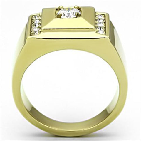 TK732 - IP Gold(Ion Plating) Stainless Steel Ring with AAA Grade CZ  in Clear