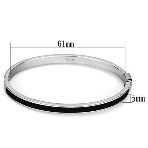 TK741 - High polished (no plating) Stainless Steel Bangle with Epoxy  in Jet