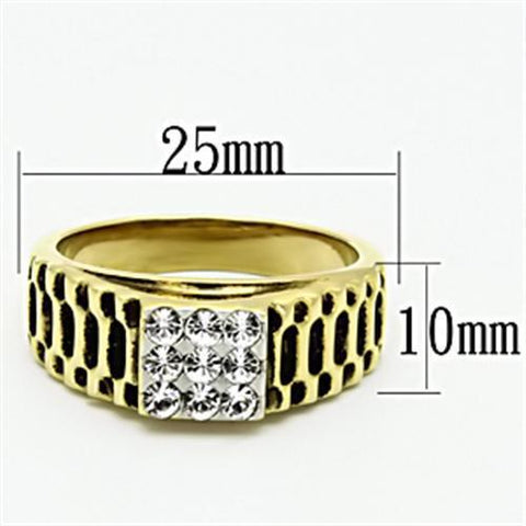 TK753 - Two-Tone IP Gold (Ion Plating) Stainless Steel Ring with Top Grade Crystal  in Clear