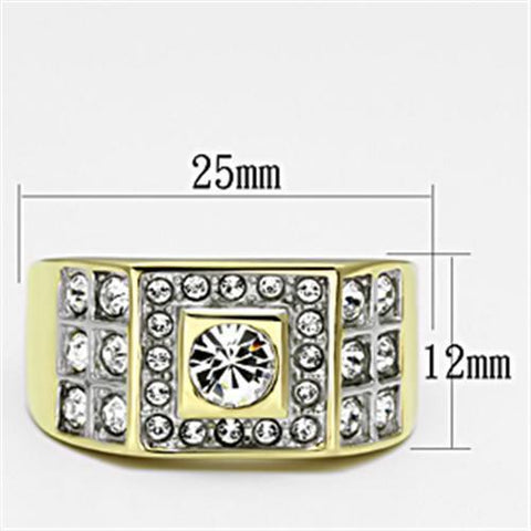 TK762 - Two-Tone IP Gold (Ion Plating) Stainless Steel Ring with Top Grade Crystal  in Clear