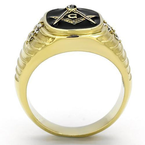 TK776 - IP Gold(Ion Plating) Stainless Steel Ring with Top Grade Crystal  in Clear