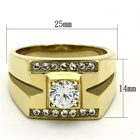 TK777 - IP Gold(Ion Plating) Stainless Steel Ring with AAA Grade CZ  in Clear