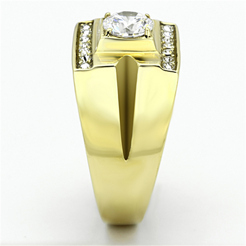 TK777 - IP Gold(Ion Plating) Stainless Steel Ring with AAA Grade CZ  in Clear