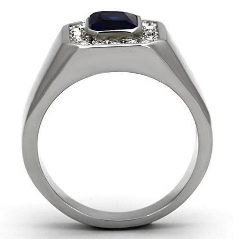 TK954 - High polished (no plating) Stainless Steel Ring with Synthetic Synthetic Glass in Montana