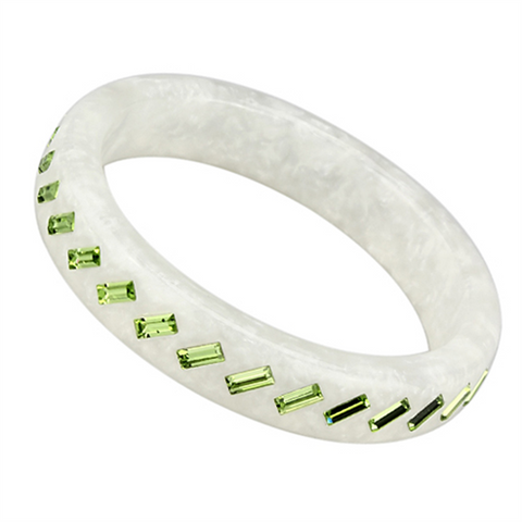 VL093 -  Resin Bangle with Top Grade Crystal  in Peridot