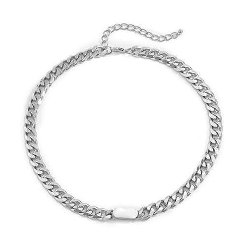 Bold Fashion Hip-hop Alloy Chain Women Choker Costume Necklace - Silver