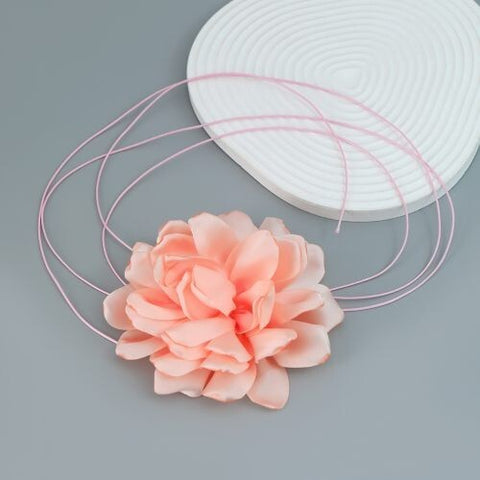 Elegant Big Flower Design Wholesale Women Choker Necklace - Pink