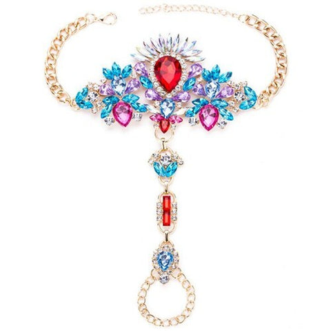 Luxurious Rhinestone Flower Cluster Design Women Anklet - Multicolor