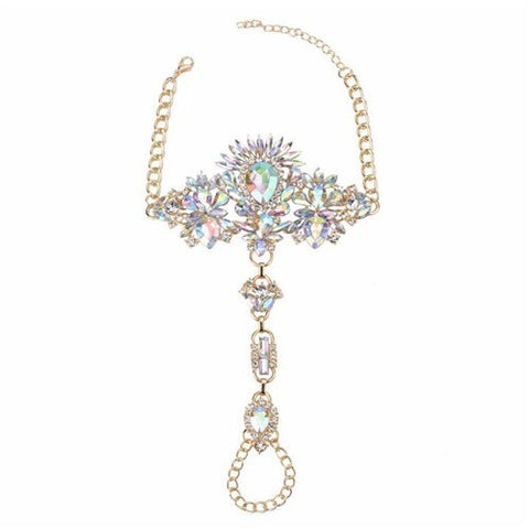 Luxurious Rhinestone Flower Cluster Design Women Anklet - Luminous White