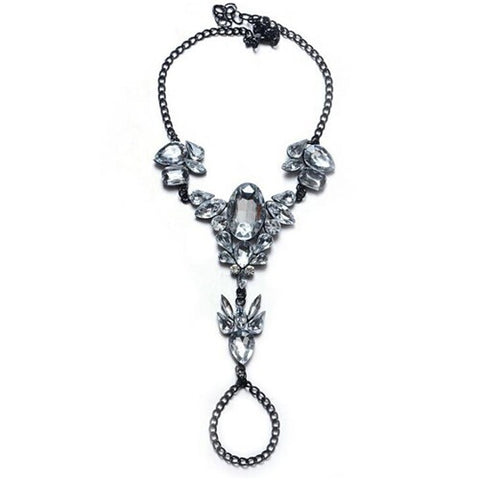 Rhinestone Deer Head Design Women Anklet - Black