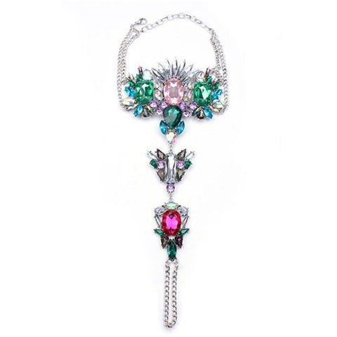 Shining Exaggerating Rhinestone Floral Style Women Fashion Anklet - Multicolor