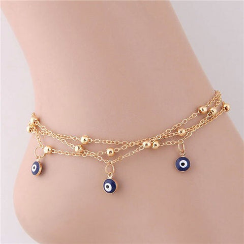 Eyeball Pendants Multi-layer Chain Design Fashion Women Anklet