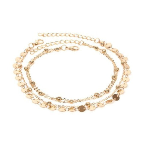 Shining Paillettes Summer Beach Fashion Women Anklet - Golden