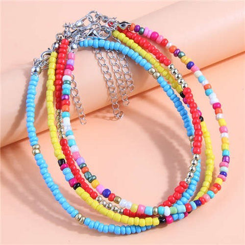 Summer Beach Popular Multicolor Beads Boho Fashion Multi-layer Women Wholesale Anklet