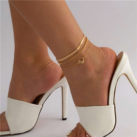 Little Dolphin Pendant Women Multilayer Alloy Wholesale Anklet - Golden