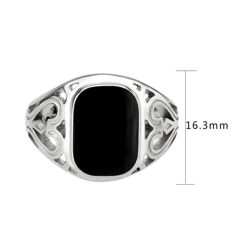 TK3753 High polished Stainless Steel Ring with Epoxy in Jet