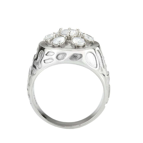 TK3762 - High polished (no plating) Stainless Steel Ring with AAA Grade CZ in Clear